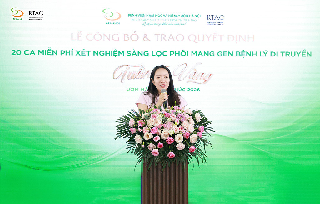 Ts Bs Bùi Thị Phương Hoa Trưởng Phòng Nckh Và Đào Tạo Công Bố 25 Ca Miễn Phí Xét Nghiệm Sàng Lọc Phôi Mang Gen Bệnh Lý Di Truyền